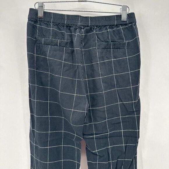 Marine Layer Allison‎ Pants Size XS Black Windowpane Tulip Hem Beach City Preppy - Picture 4 of 12